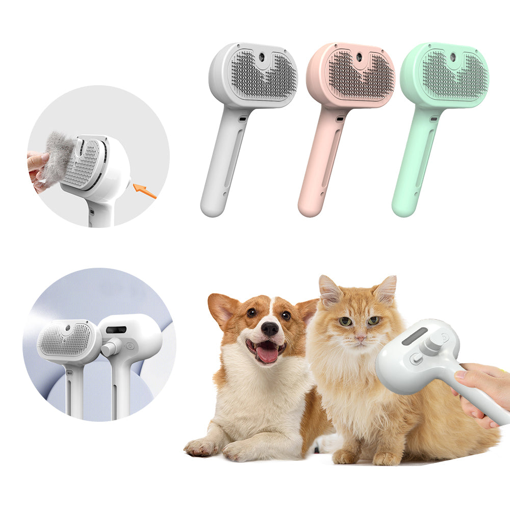 Steam Pet Grooming Brush – Self Cleaning Hair Remover for Dogs & Cats