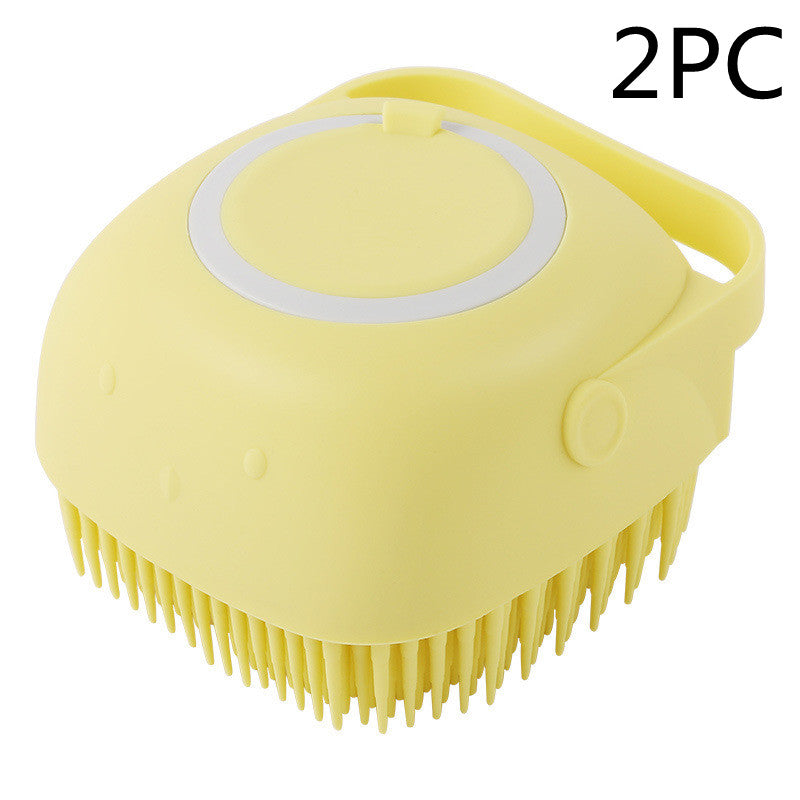 Silicone Pet Bath Brush – Shampoo Dispenser Grooming Tool for Dogs & Cats