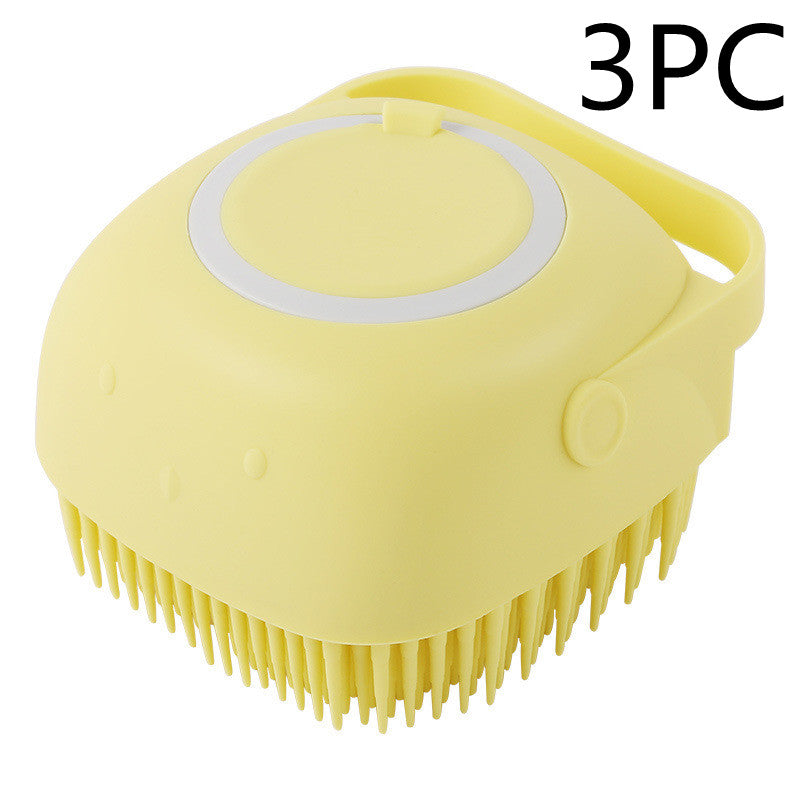 Silicone Pet Bath Brush – Shampoo Dispenser Grooming Tool for Dogs & Cats