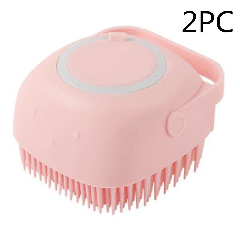 Silicone Pet Bath Brush – Shampoo Dispenser Grooming Tool for Dogs & Cats