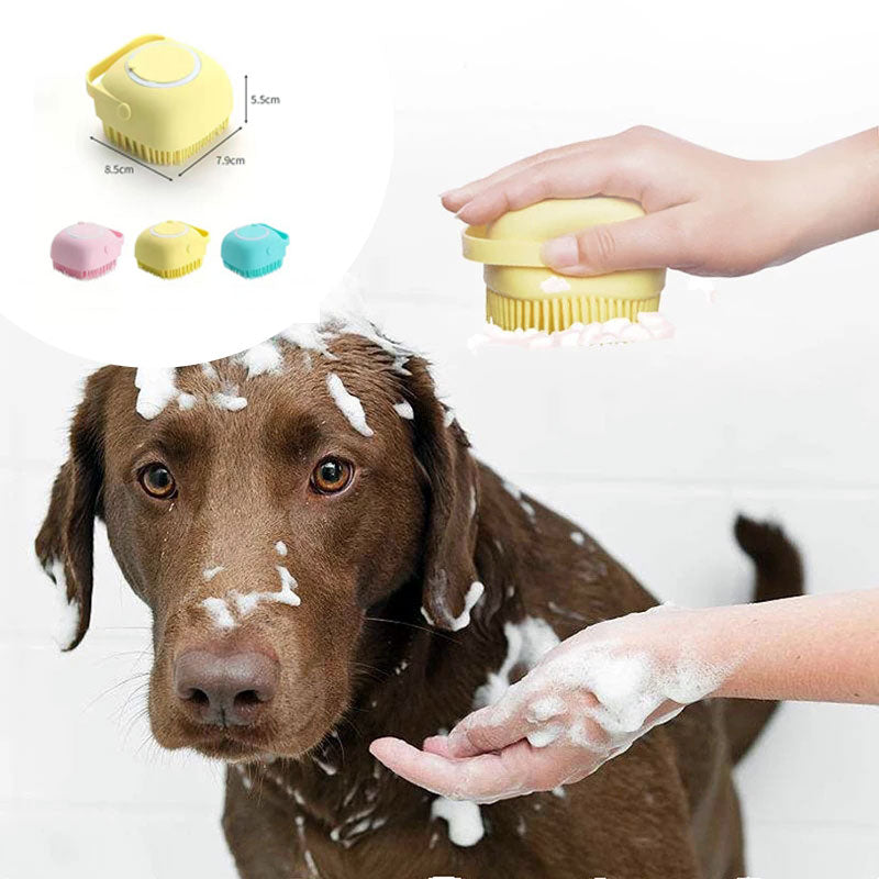 Silicone Pet Bath Brush – Shampoo Dispenser Grooming Tool for Dogs & Cats