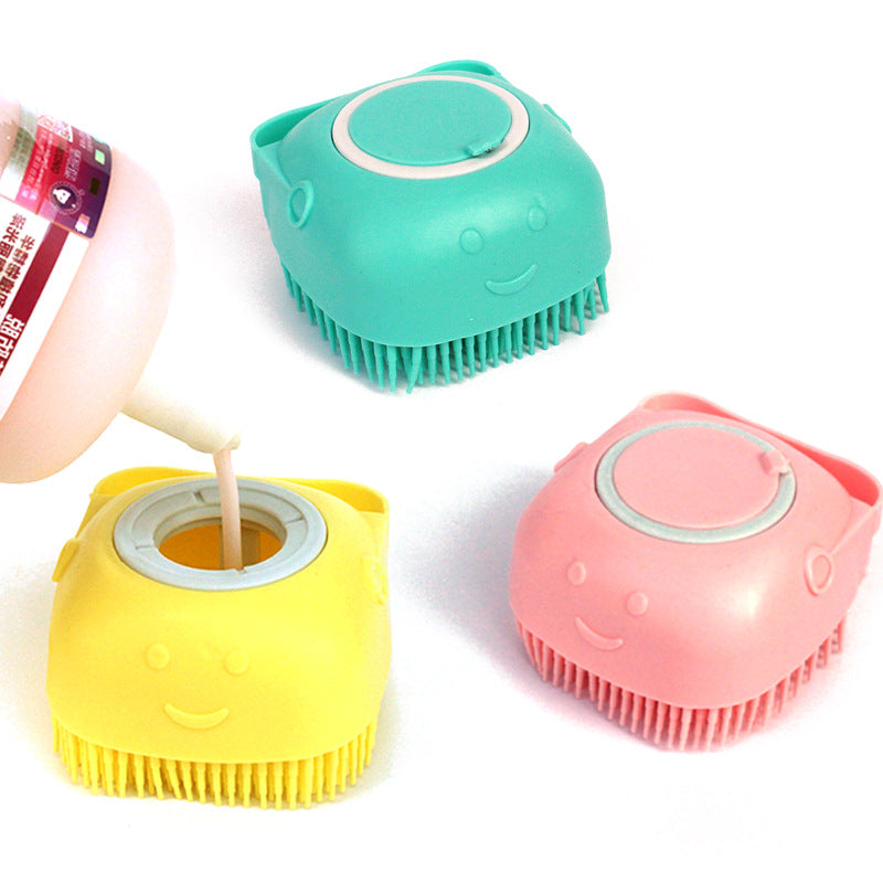 Silicone Pet Bath Brush – Shampoo Dispenser Grooming Tool for Dogs & Cats