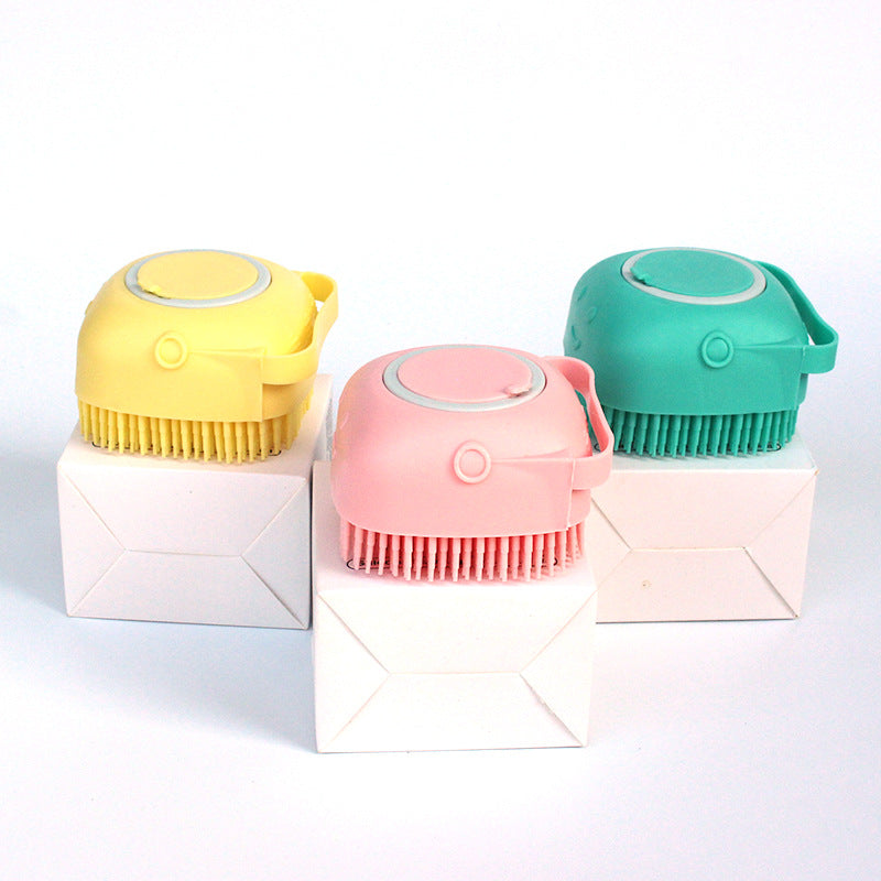 Silicone Pet Bath Brush – Shampoo Dispenser Grooming Tool for Dogs & Cats